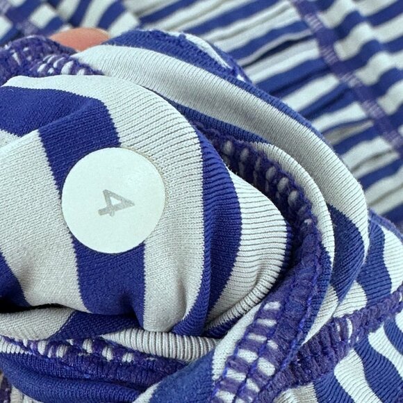 Lululemon Run Stay on Course Striped Blue White Ruched Tank Top Size 4 - Picture 11 of 11